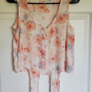 Women's Front Tie Floral Tank